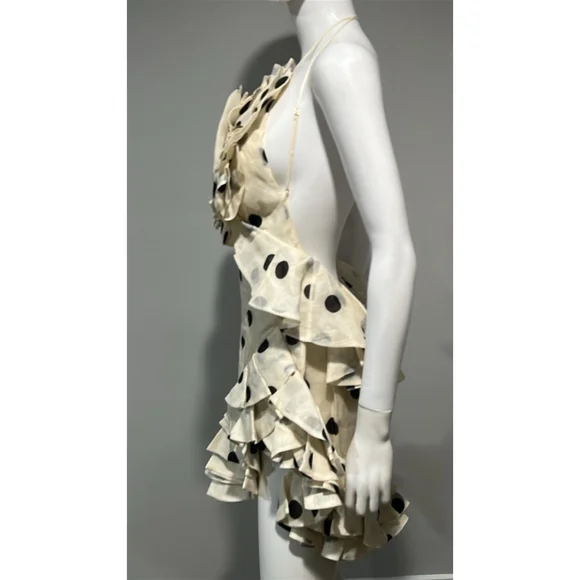 Zimmermann Black and White Polka Dot Crush Ruffle Mini Dress Size 4/6 (1) - Picture 9 of 13